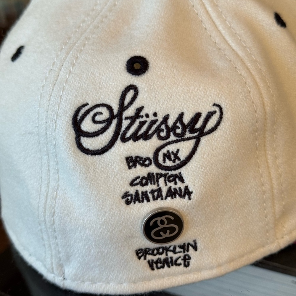 Rare Stussy World Wide Tour Original 1990’s Off White Fitted Cap Hat Double S - Picture 6 of 13